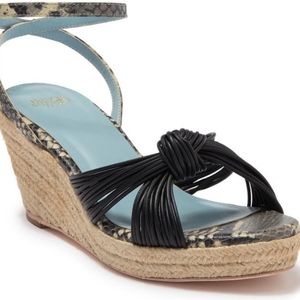 Frances Valentine leather ankle strap espadrille wedge sandals